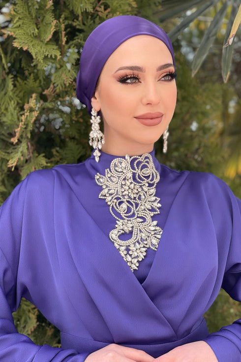 Gözde فستان سهرة حجاب بنفسجي
